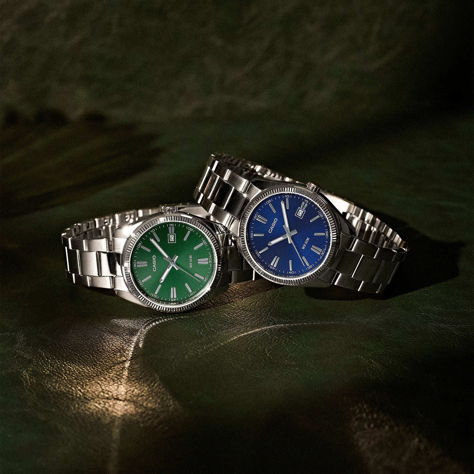 CASIO TIMELESS COLLECTION Uhr, grünes Zifferblatt, 35 mm – MTP-1302PD-3AVEF