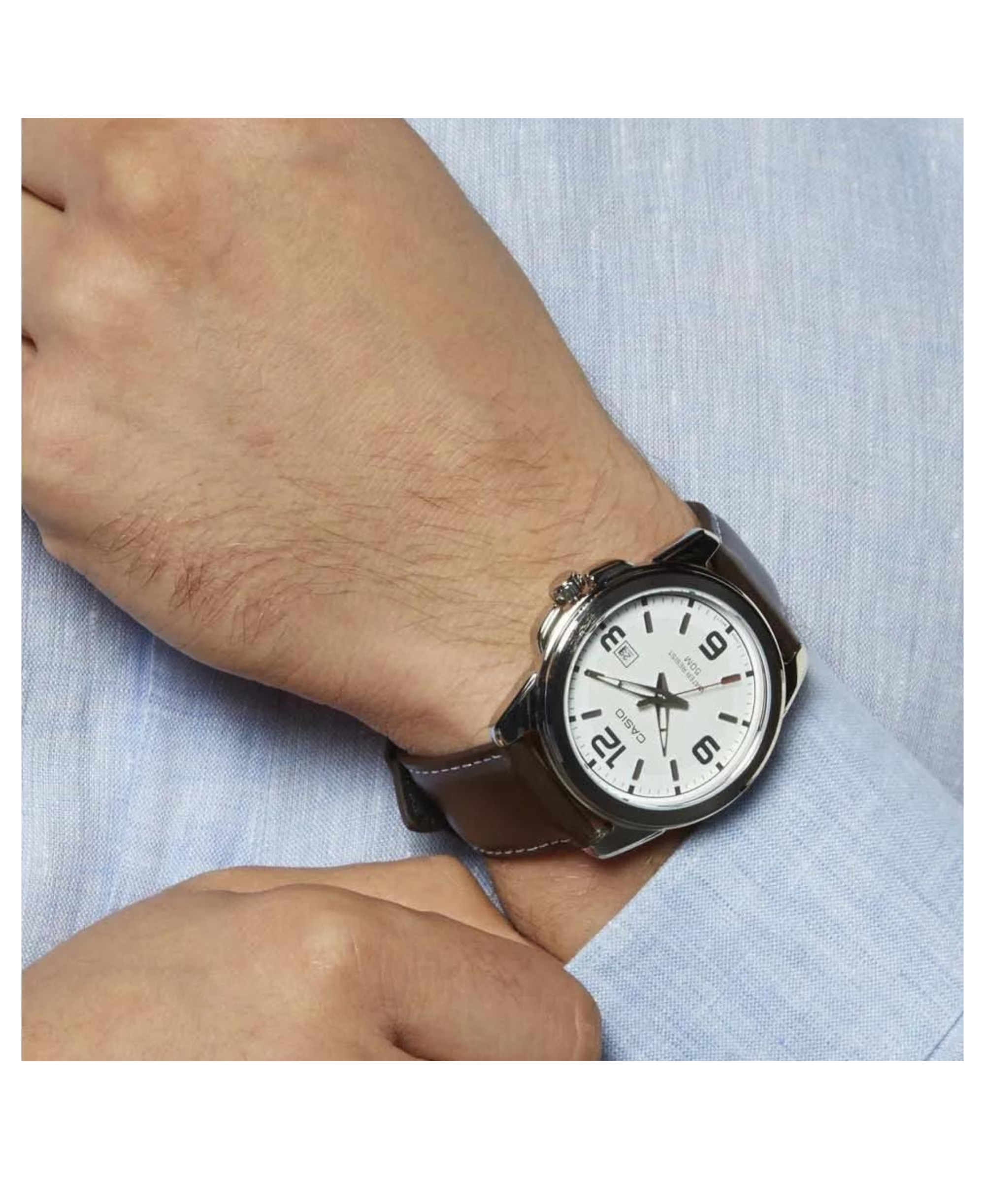 Orologio CASIO TIMELESS COLLECTION, cinturino pelle marrone e quadrante silver, 45mm - MTP-1314PL-7AVEF