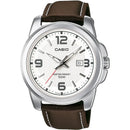 Orologio CASIO TIMELESS COLLECTION, cinturino pelle marrone e quadrante silver, 45mm - MTP-1314PL-7AVEF