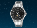 Orologio Casio Collection, fasi lunari, cinturino acciaio e quadrante nero, 42.5mm - MTP-M110D-1AVER