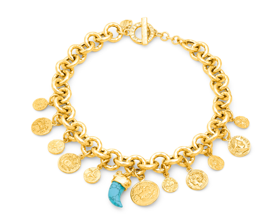 COLLANA GIOVANNI RASPINI IN BRONZO DORATO pueblo monete - N0005