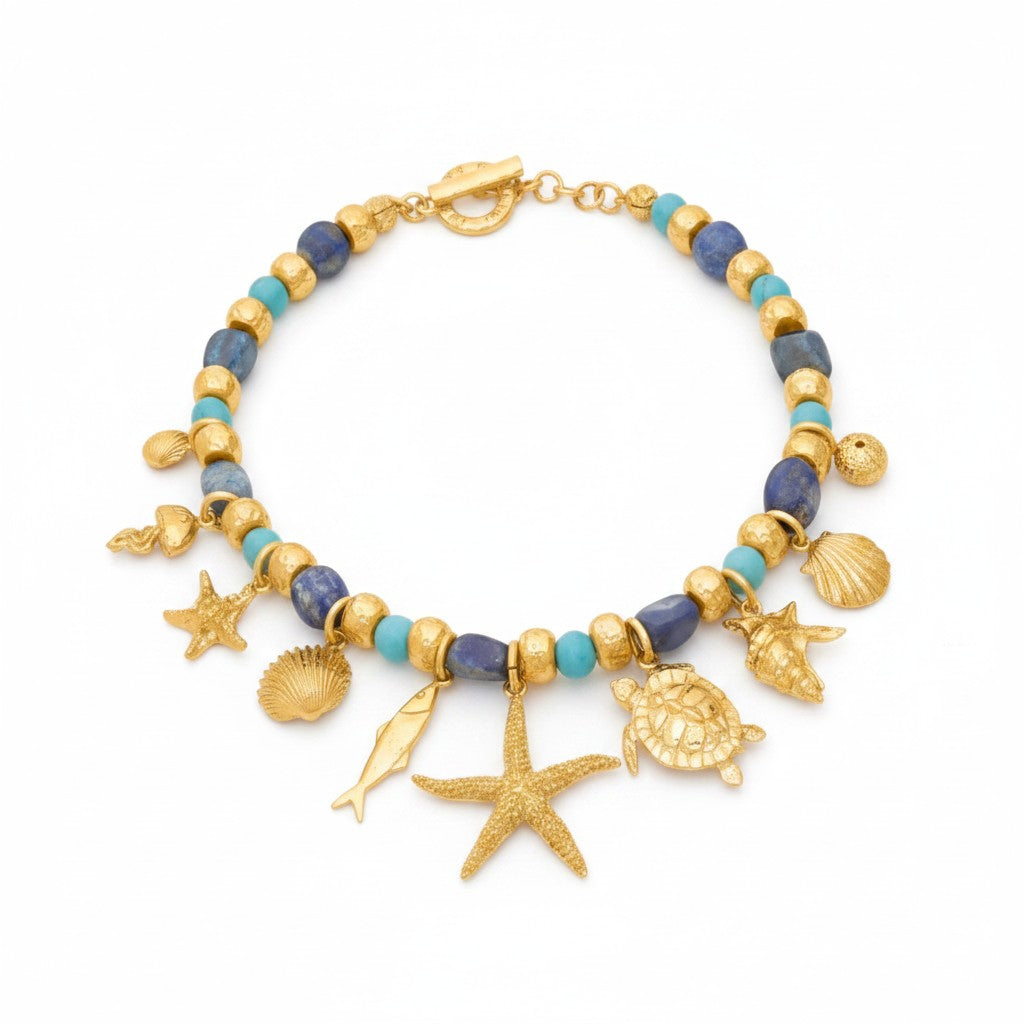 Collana GIOVANNI RASPINI IN BRONZO DORATO, grand bleu - N0070
