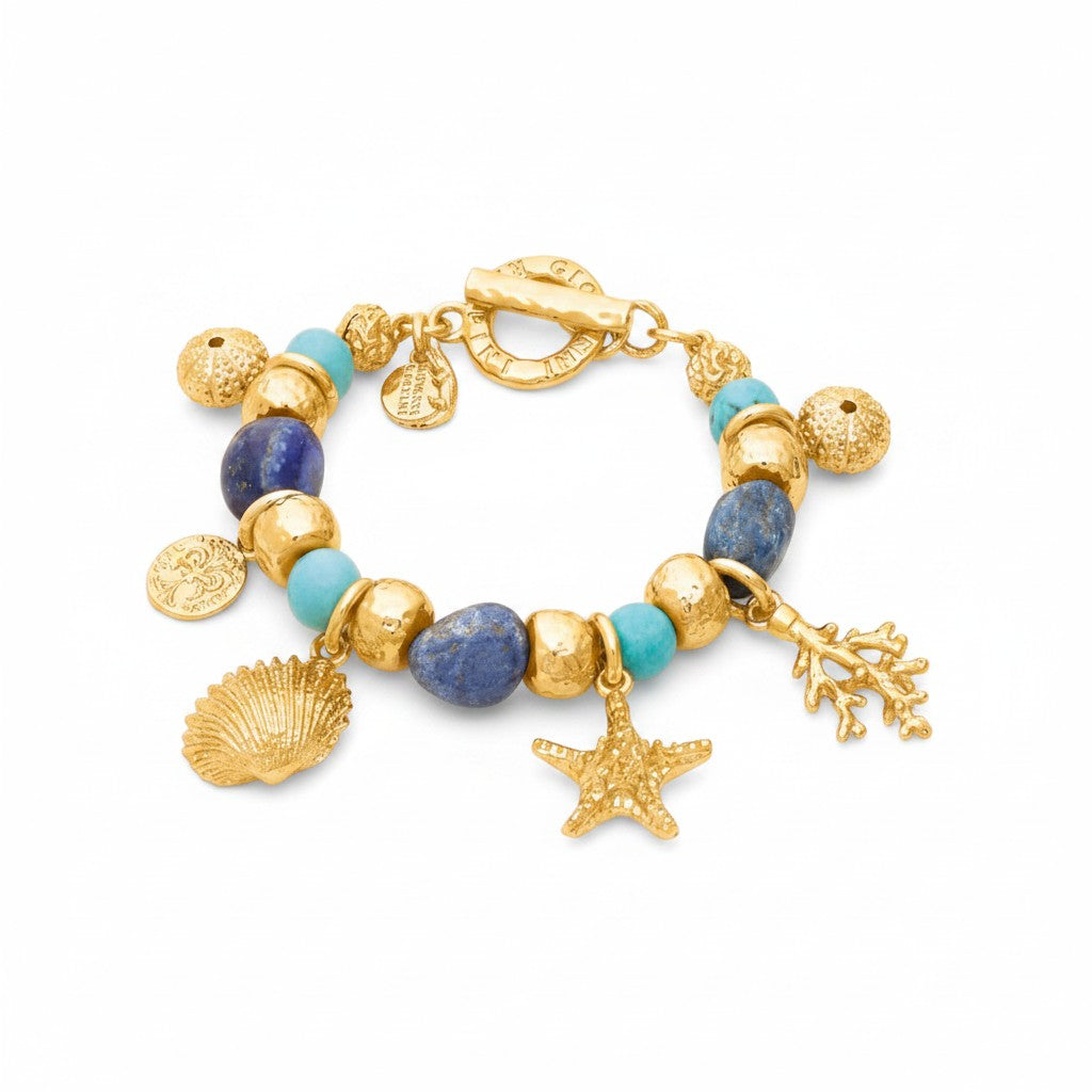 Bracciale GIOVANNI RASPINI IN BRONZO DORATO, grand bleu - N0071