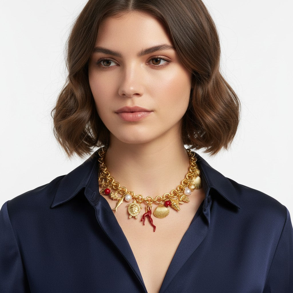 Collana GIOVANNI RASPINI IN BRONZO DORATO, mistral - N0073