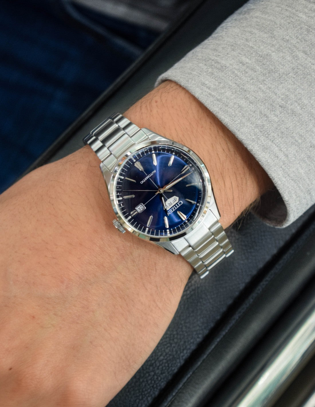 Citizen Daydate, Collezione Meccanico Automatico C7, quadrante blu, 40mm - NH8391-51L