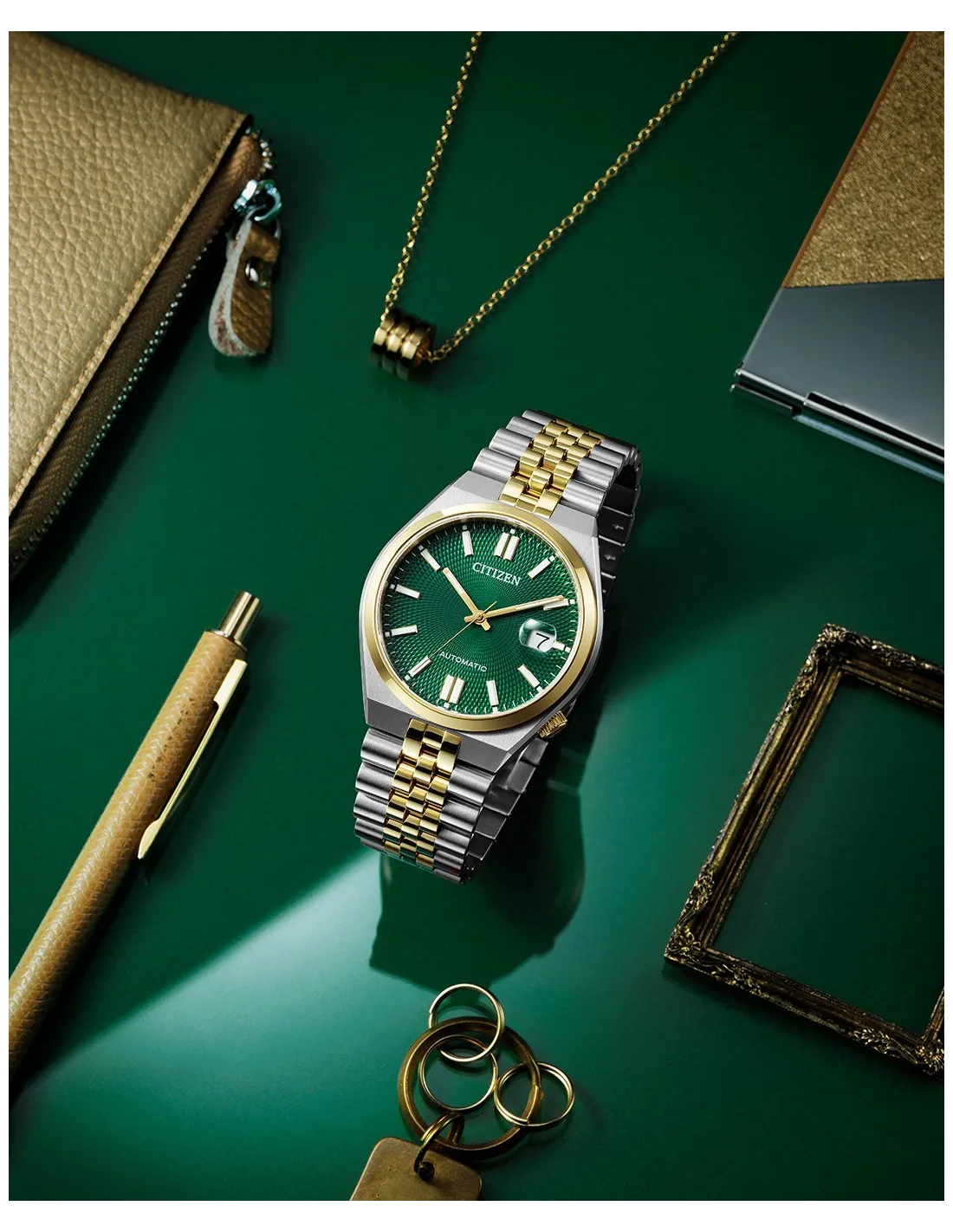 OROLOGIO CITIZEN Tsuyosa 60, MOVIMENTO AUTOMATICO, BICOLOR QUADRANTE VERDE, 40MM - NK0024-54X