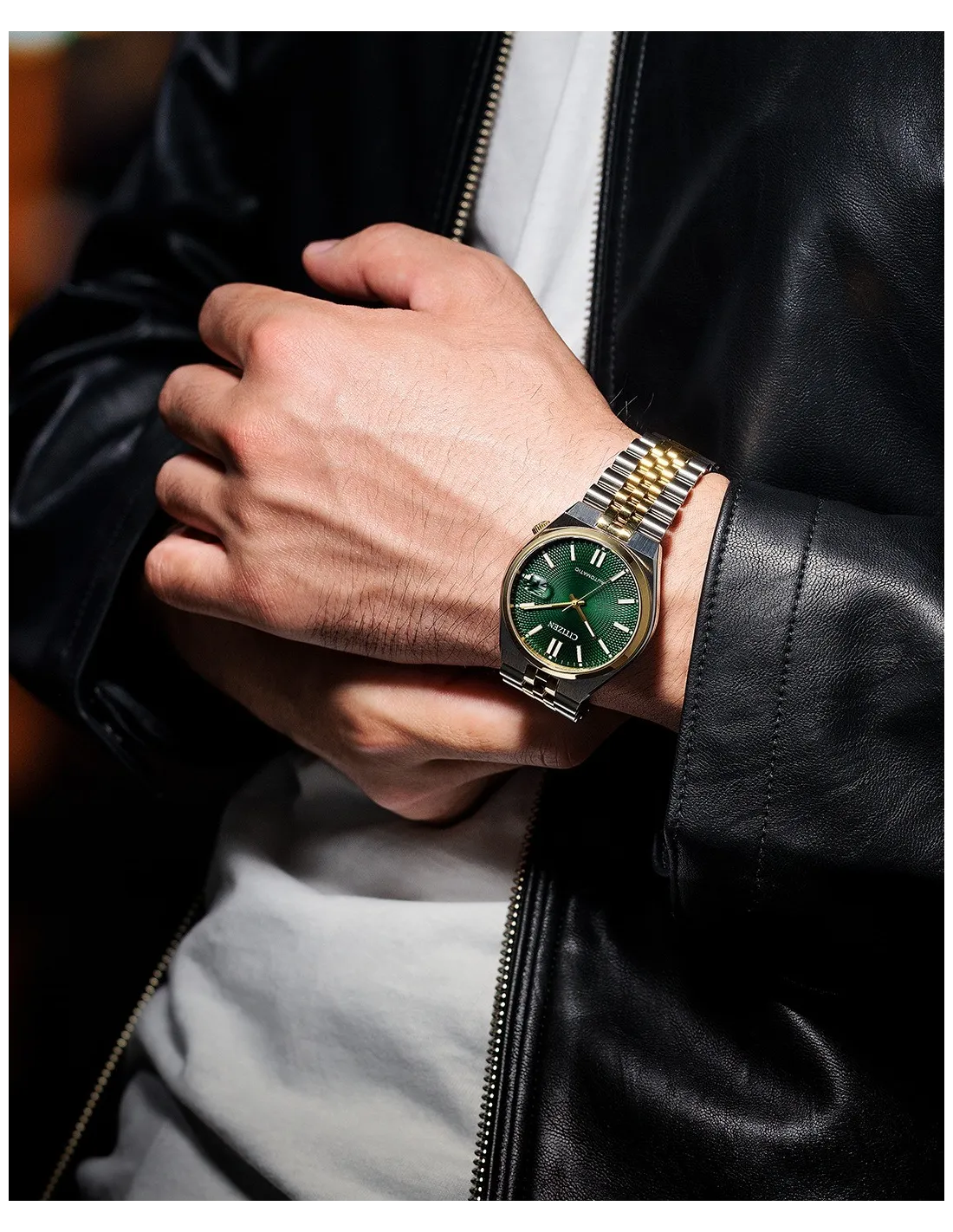 OROLOGIO CITIZEN Tsuyosa 60, MOVIMENTO AUTOMATICO, BICOLOR QUADRANTE VERDE, 40MM - NK0024-54X