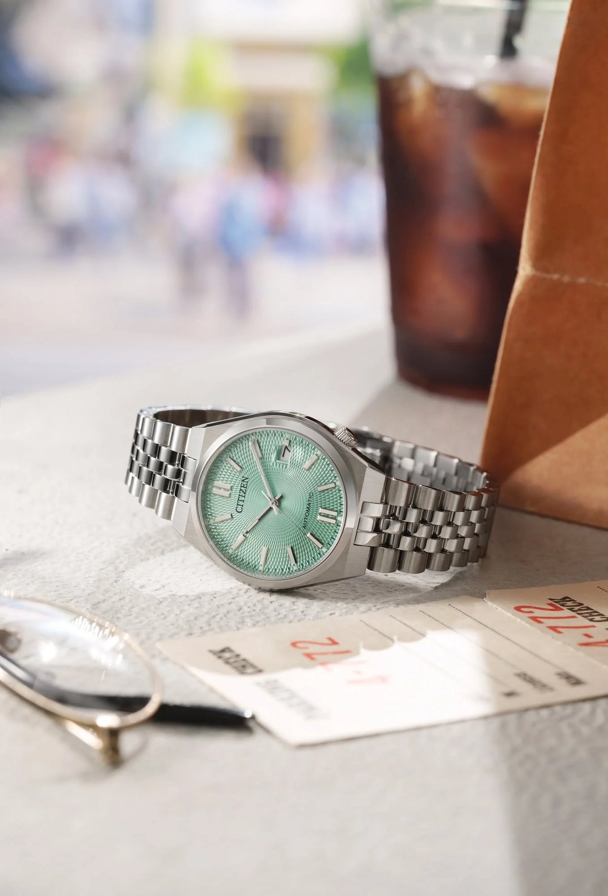 OROLOGIO CITIZEN Tsuyosa 60 in guilloché verde menta, AUTOMATICO, 37MM - NK0030-51X