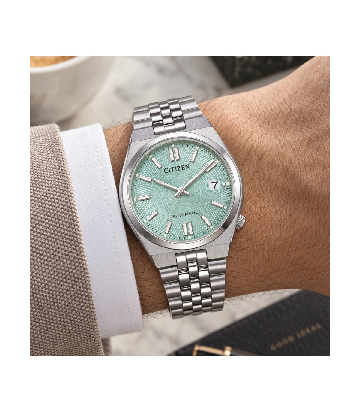 OROLOGIO CITIZEN Tsuyosa 60 in guilloché verde menta, AUTOMATICO, 37MM - NK0030-51X