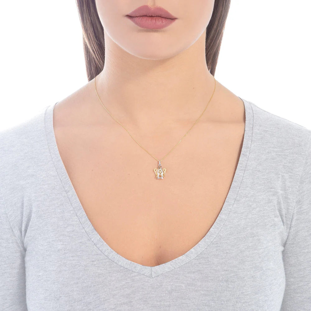 Collana Roberto Giannotti in Oro 9kt con Angelo e Ali in contrasto con cuori - NKT255G
