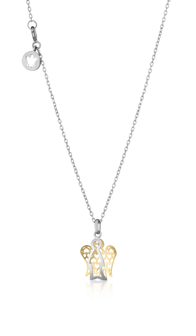 Collana Roberto Giannotti in Oro 9kt con Angelo e Ali in contrasto con cuori - NKT255G
