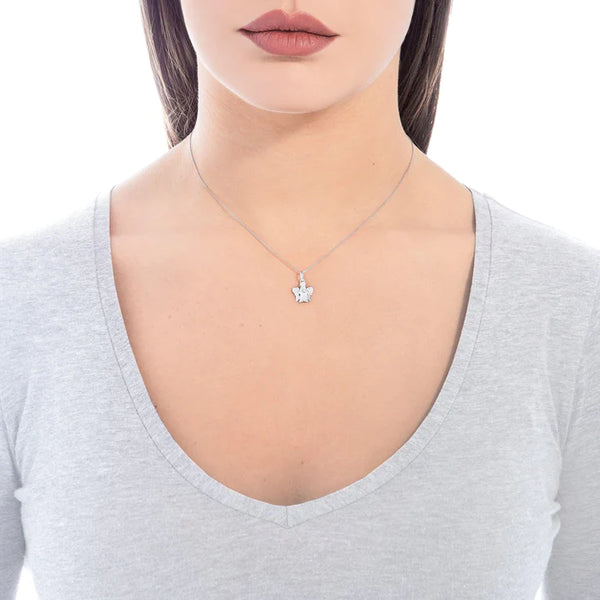 Necklace with Angel pendant in white gold and diamond - NKT264B