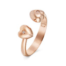 ANELLO CONTRARIÉ IN ORO ROSA 9kt CON CUORI E DIAMANTI - NKT346