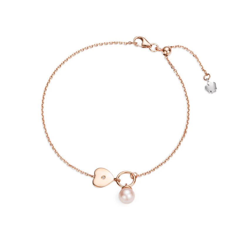 Bracciale in oro rosa con perla e diamante - NKT352