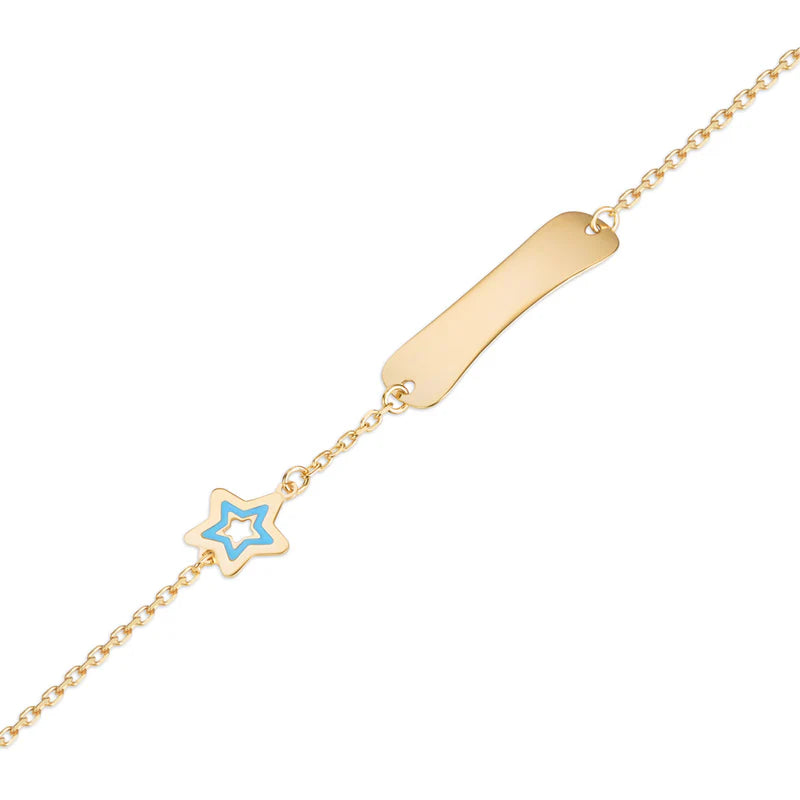 BRACCIALE ORO CON TARGHETTA E STELLA AZZURRA - NKT386