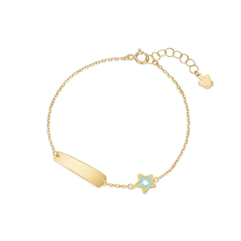 BRACCIALE ORO CON TARGHETTA E STELLA AZZURRA - NKT386