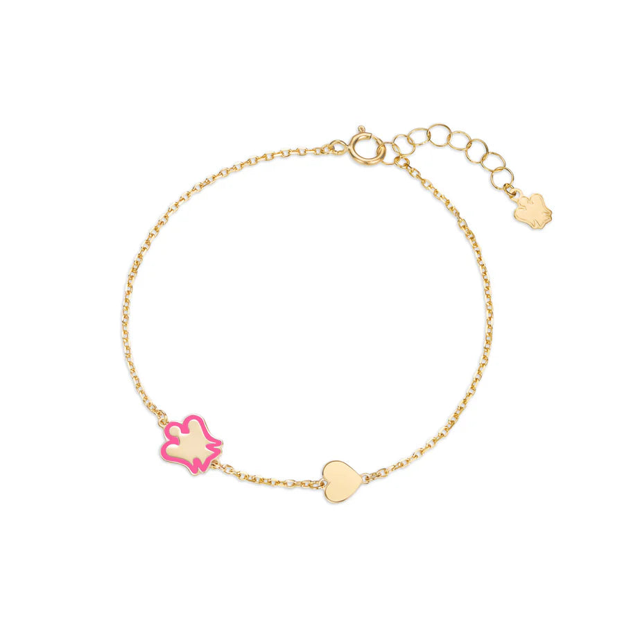 BRACCIALE ROBERTO GIANNOTT IN ORO GIALLO 9KT DA BAMBINA CON ANGELO ROSA E CUORE - NKT389
