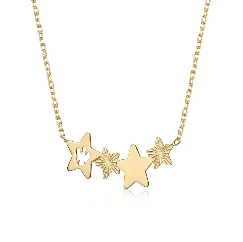 Collana con centrale di stelle e angelo traforato - NKT401