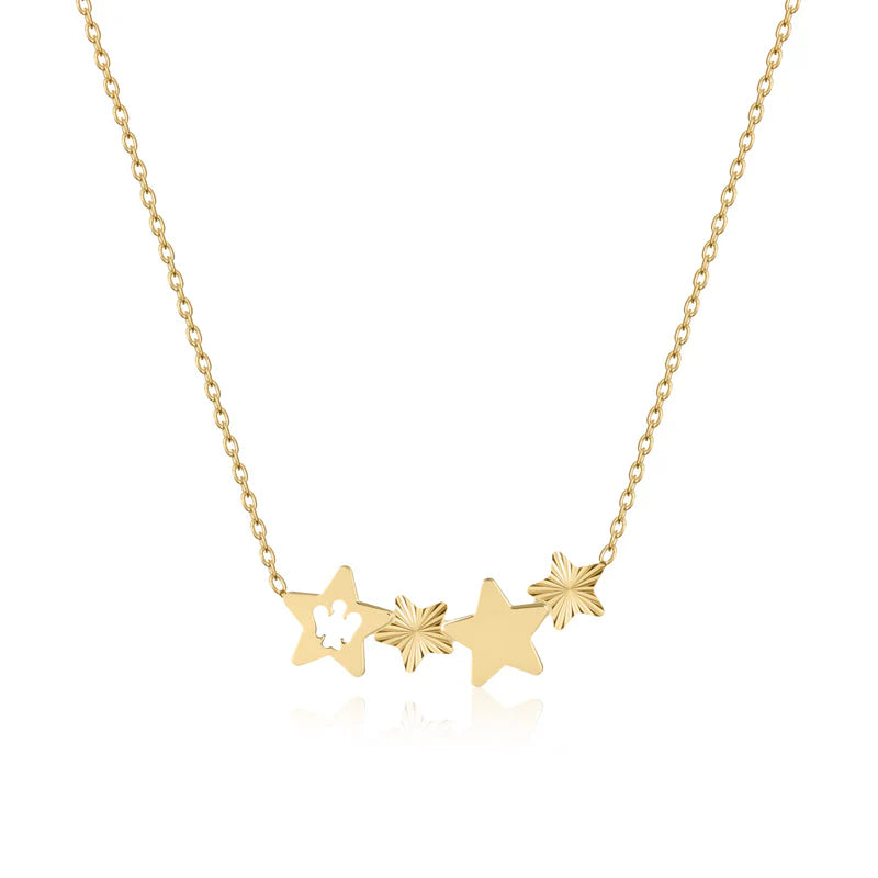 Collana con centrale di stelle e angelo traforato - NKT401