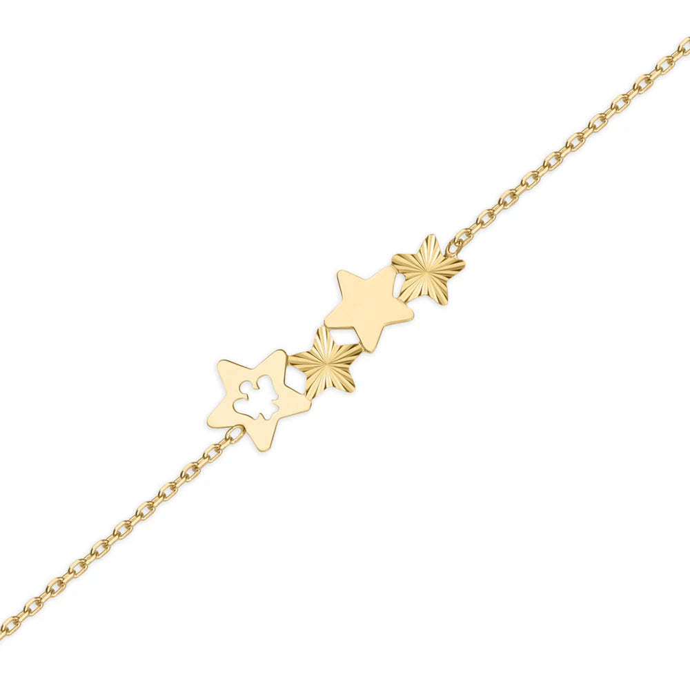 bracciale roberto giannotti in oro giallo 9kt con centrale di stelle e angelo traforato - NKT402