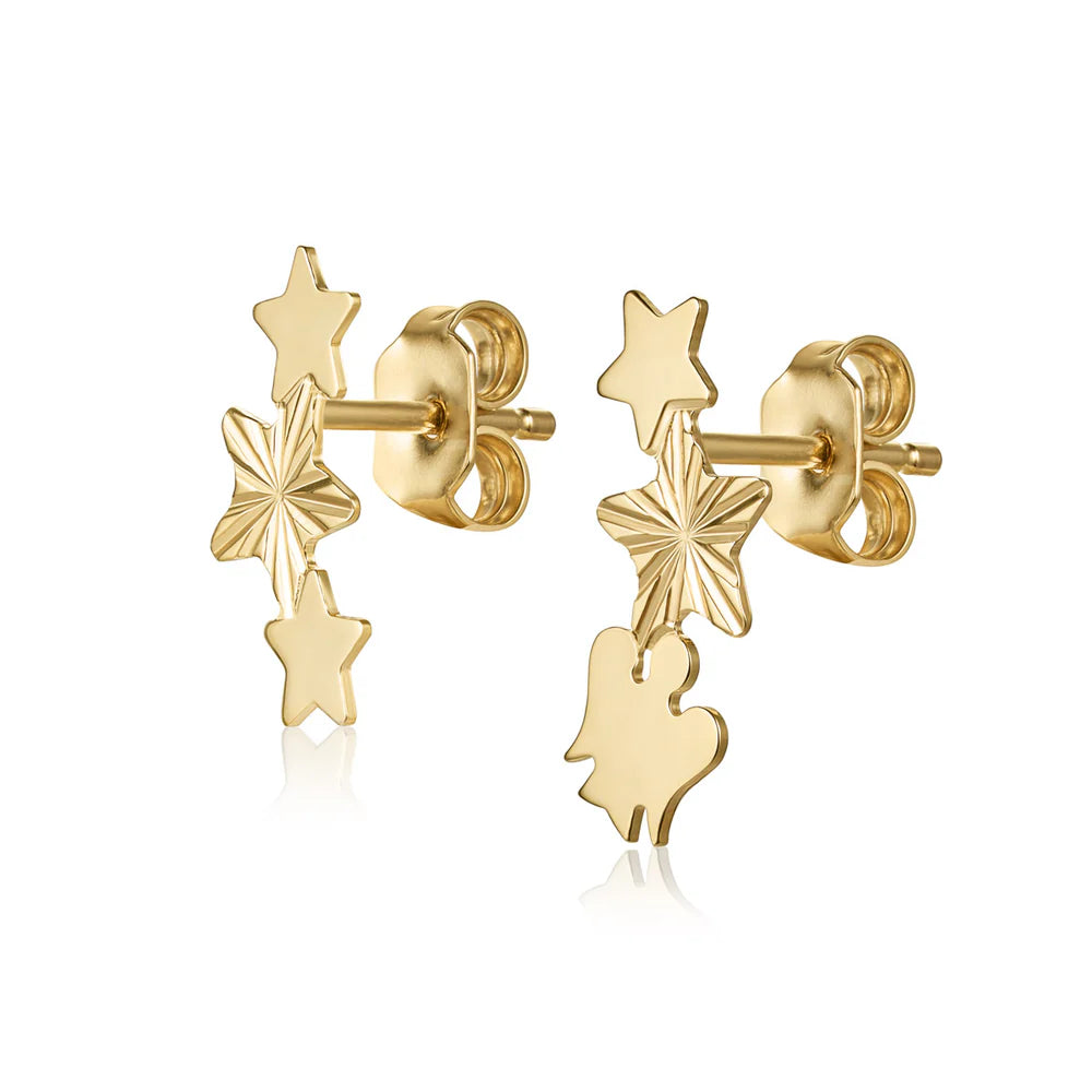 Orecchini ROBERTO GIANNOTT IN ORO GIALLO 9KT con stelle e angelo traforato - NKT403