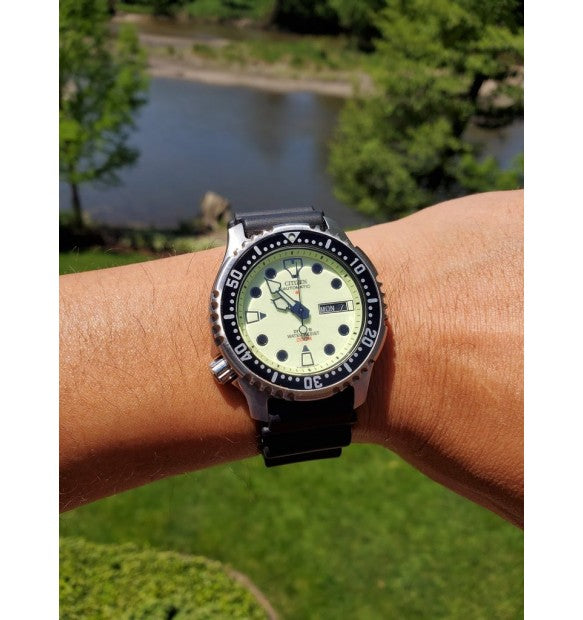 Orologio Citizen Promaster, automatico, cinturino in caucciù quadrante giallo luminescente, 42mm - NY0040-09W