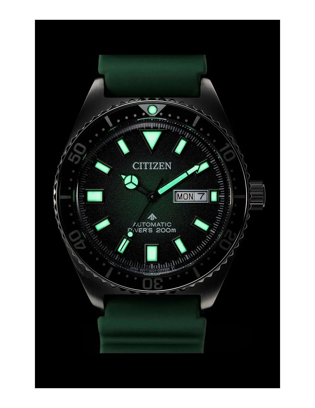Citizen Promaster, Diver's Automatic 200 mt, cinturino in caucciù verde e quadrante verde, 41mm - NY0121-09X