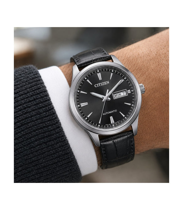 Orologio Automatico Citizen Classic, cinturino in pelle total black ,40MM - NY4058-01E