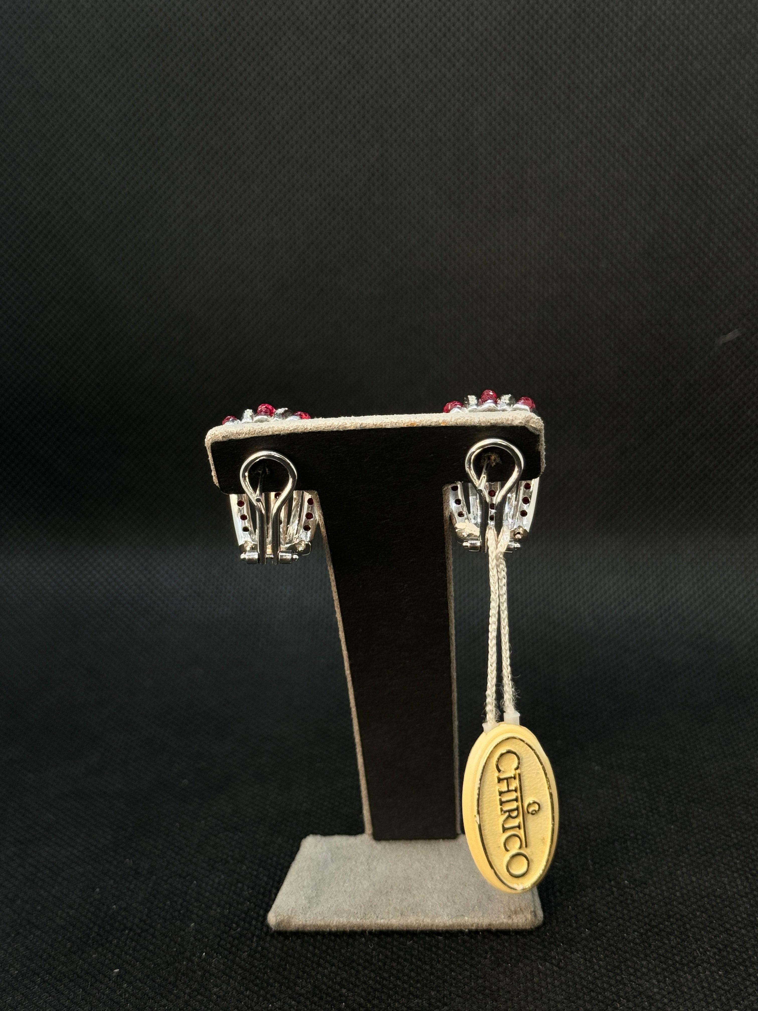 Boucles d'oreilles CHIRICO en or blanc, rubis et diamants, 0,46ct - OR273