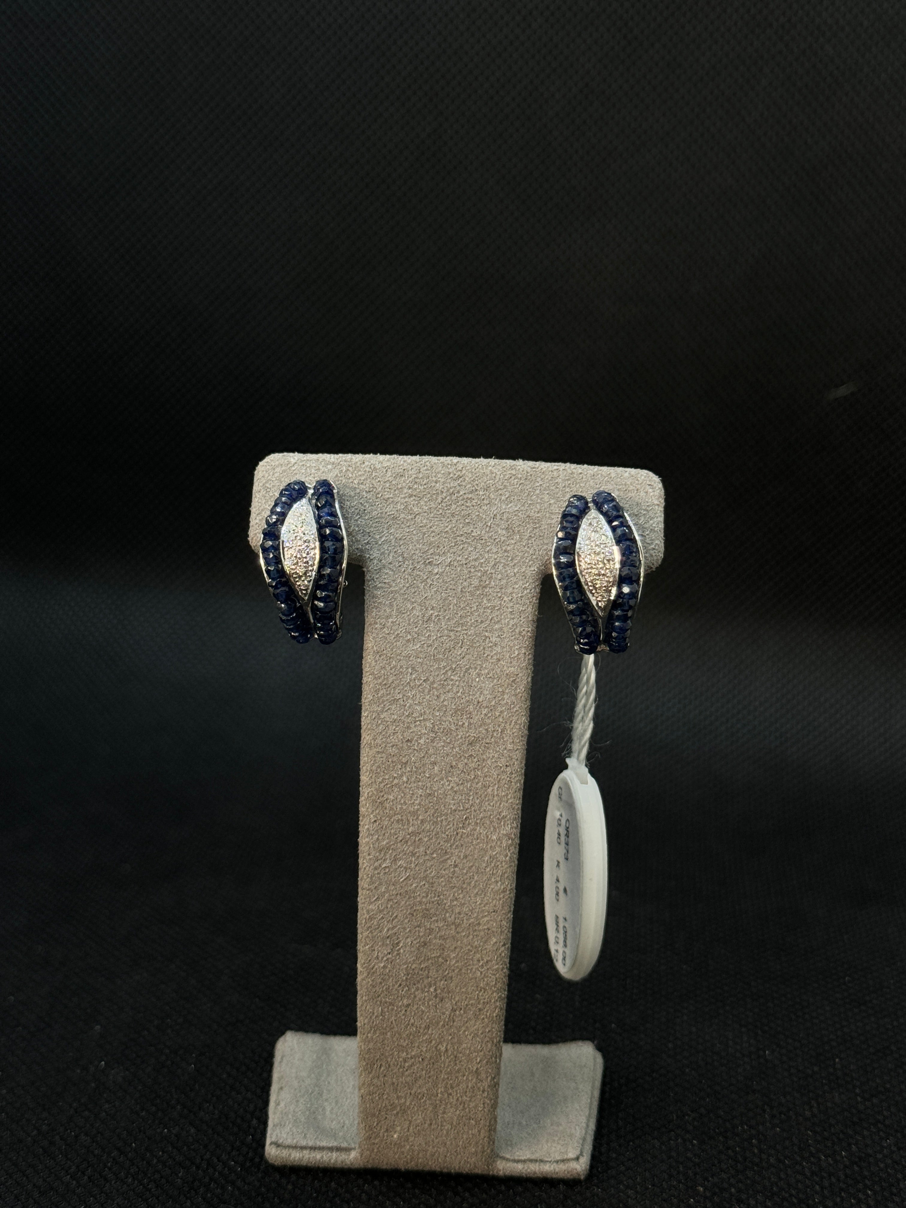 Boucles d'oreilles CHIRICO en or blanc, saphirs et diamants, 0,12ct - OR373