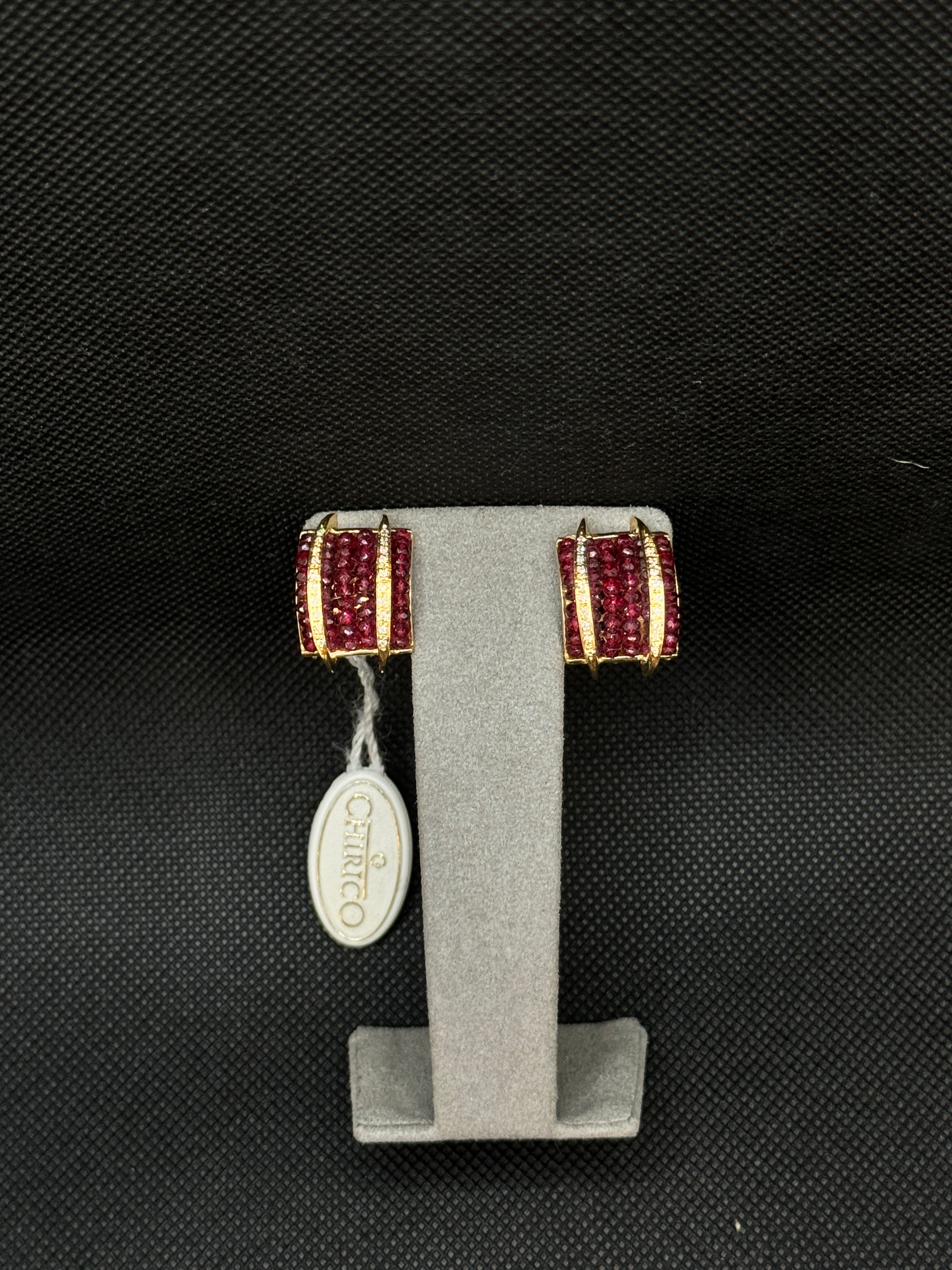 CHIRICO earrings in yellow gold, rubies and diamonds, 0.22ct - ORA240