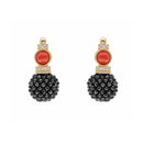 Koliè 925 - Orecchini in argento dorato con corallo e spinello nero - OR ADAL 05N
