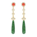 Koliè 925 - Orecchini in argento dorato con zirconi, corallo e pasta di malachite - OR ADAL 06MLC