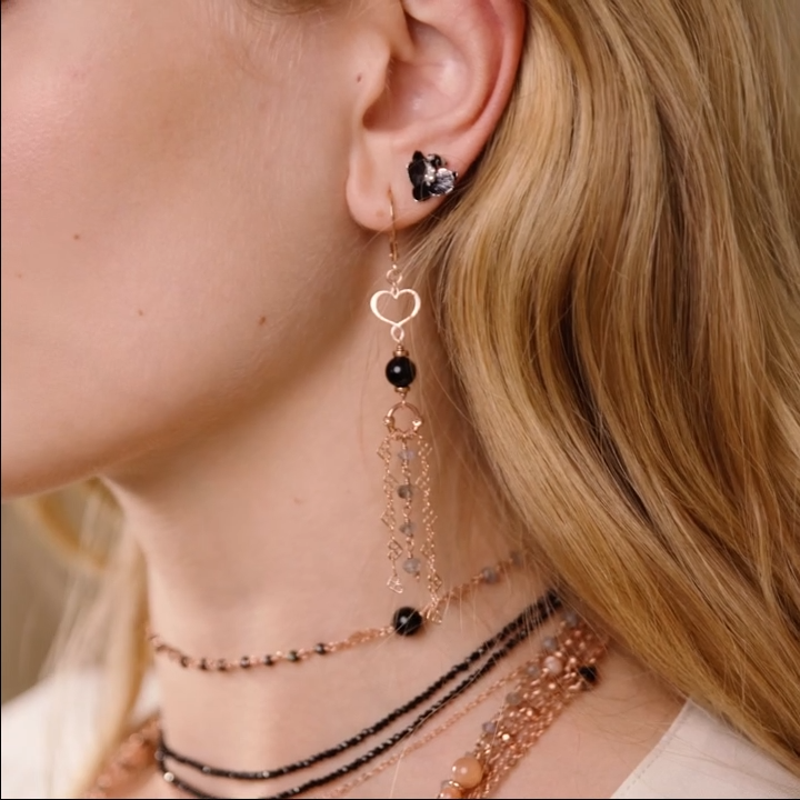 MONORECCHINO PENDENTE MAMAN ET SOPHIE ANNI VENTI CUORE MAMAN TRAFORATO, IN ARGENTO DORATO - ORANV1MS