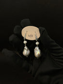 Mazza - Pendant earrings in 925 silver and baroque pearls - OR BAROQUE