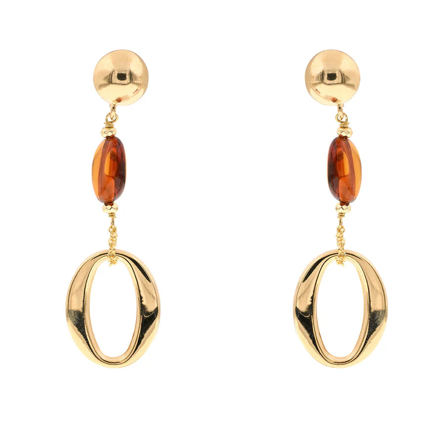 Koliè 925 - Orecchini pendenti in argento dorato con ambra naturale - OR CLIO 15