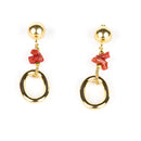 Koliè 925 - Orecchini in argento dorato con corallo naturale - OR EVROS 02