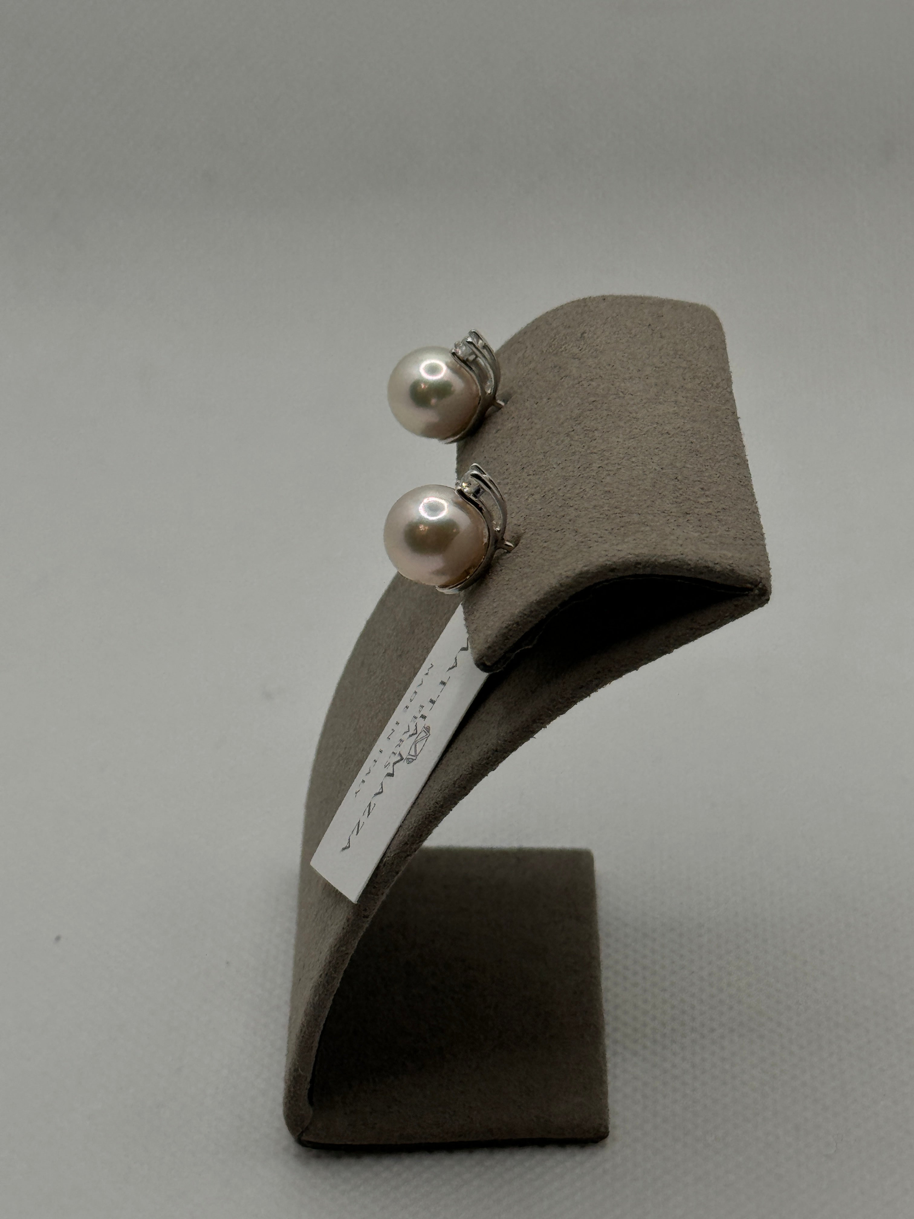 Mazza - Orecchini perle Akoya giapponesi 9-9,5 e diamanti - ORPBR03P 9-9,5