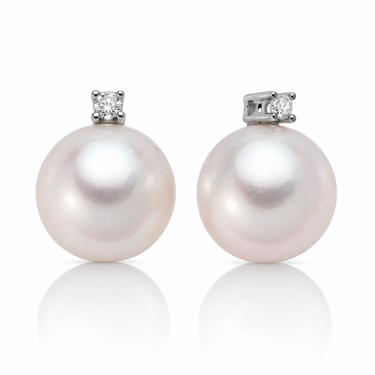 PENDIENTES MILUNA PERLAS GEMELAS ORIENTE, en oro blanco de 18kt y punto de luz - PER2301