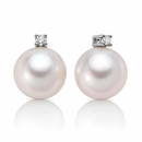 PENDIENTES MILUNA PERLAS GEMELAS ORIENTE, en oro blanco de 18kt y punto de luz - PER2301