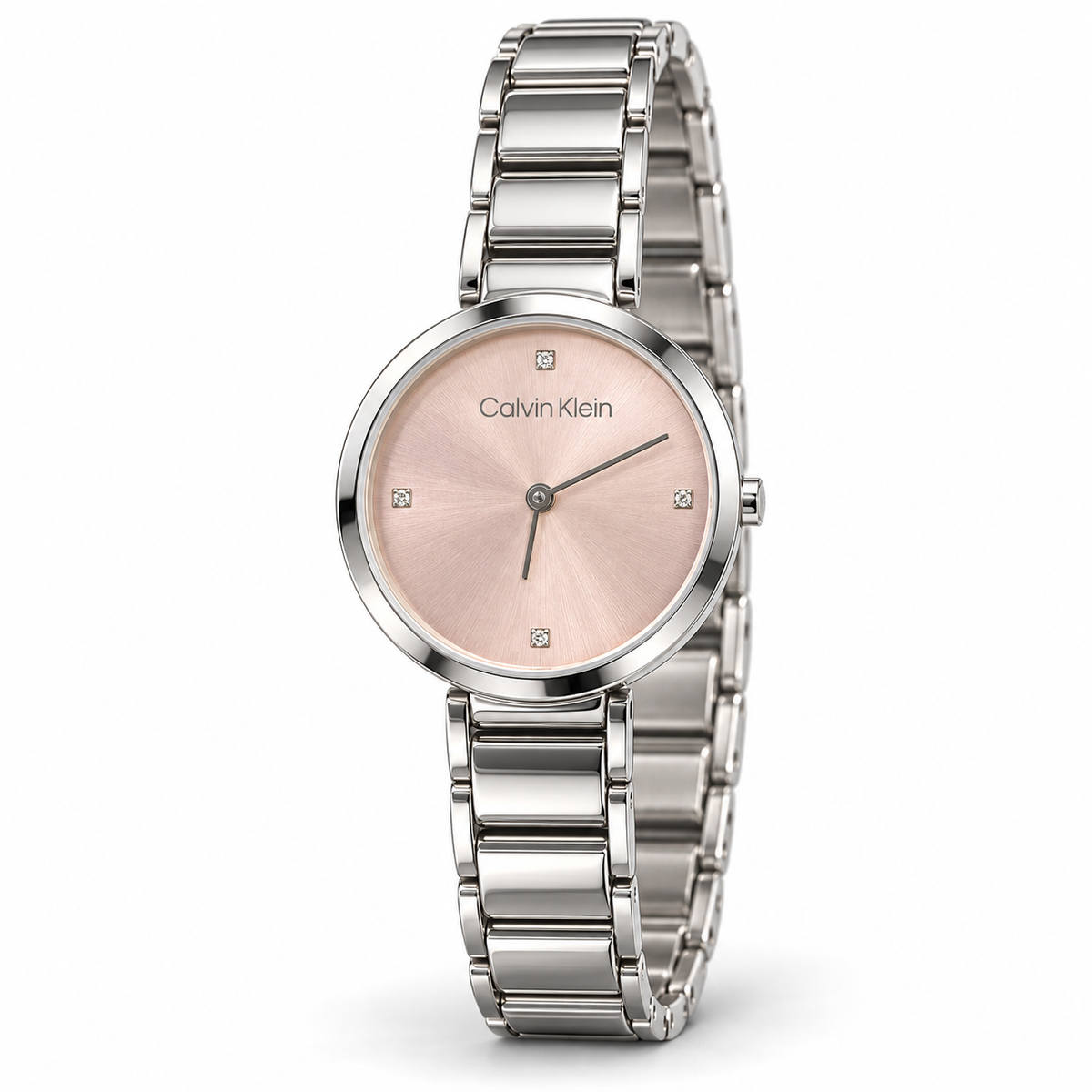 Orologio Calvin Klein Impulsive Donna — 27 mm — Movimento al quarzo, quadrante rosa sunray con 4 zirconi — NOS - 5002.9561
