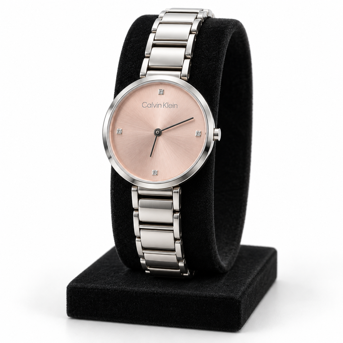 Orologio Calvin Klein Impulsive Donna — 27 mm — Movimento al quarzo, quadrante rosa sunray con 4 zirconi — NOS - 5002.9561