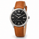 Orologio Altanus Prestige — Automatico con fondello a vista, quadrante nero e cinturino marrone — NOS, 41mm - 7938