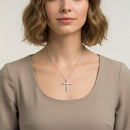 Girocollo croce Recarlo in oro bianco 18kt e diamanti, 0.45ct - P01CR032/047