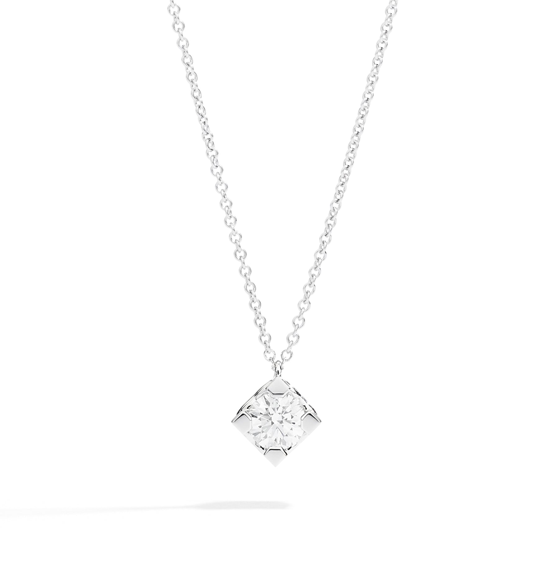 Girocollo Recarlo punto luce a quattro griffe, in oro bianco 18kt e diamante 0.22ct - P01PX030/021