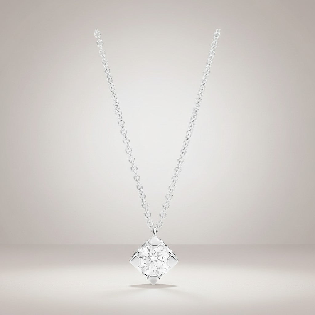 Girocollo Recarlo punto luce a quattro griffe, in oro bianco 18kt e diamante 0.22ct - P01PX030/021