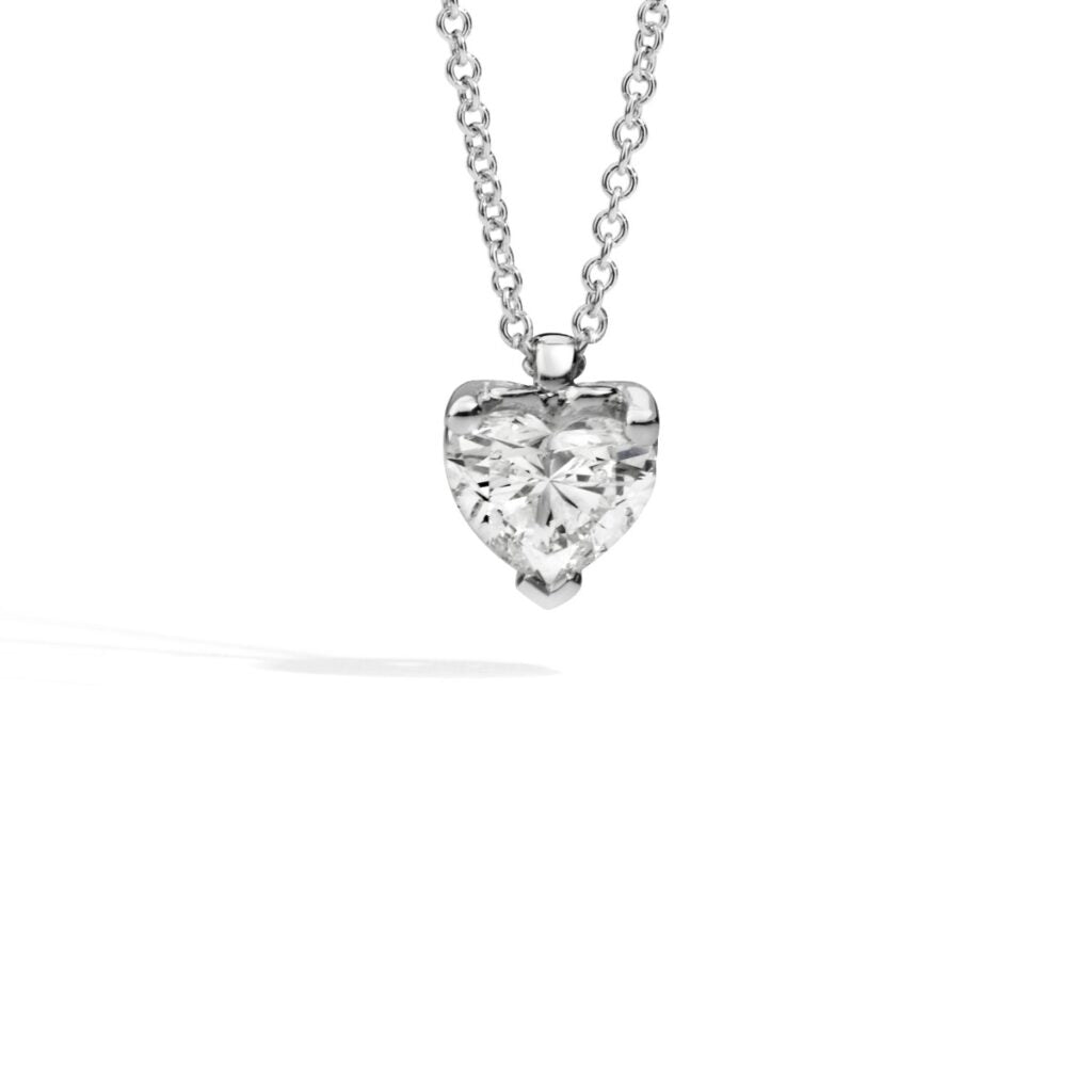 Collier en or blanc avec diamant taille coeur, 0,26 ct - P67PX001/026