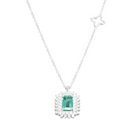 White gold necklace with emerald and diamond ring, 0.49ct of emeralds - P77CC002/SM