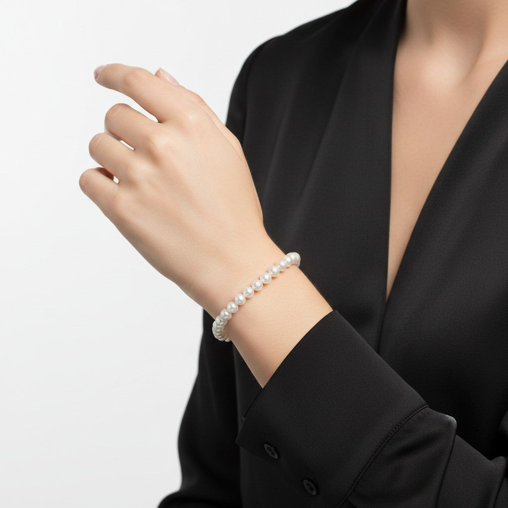 Miluna Oriente pearl bracelet with 18KT white gold clasp - PBR1675V