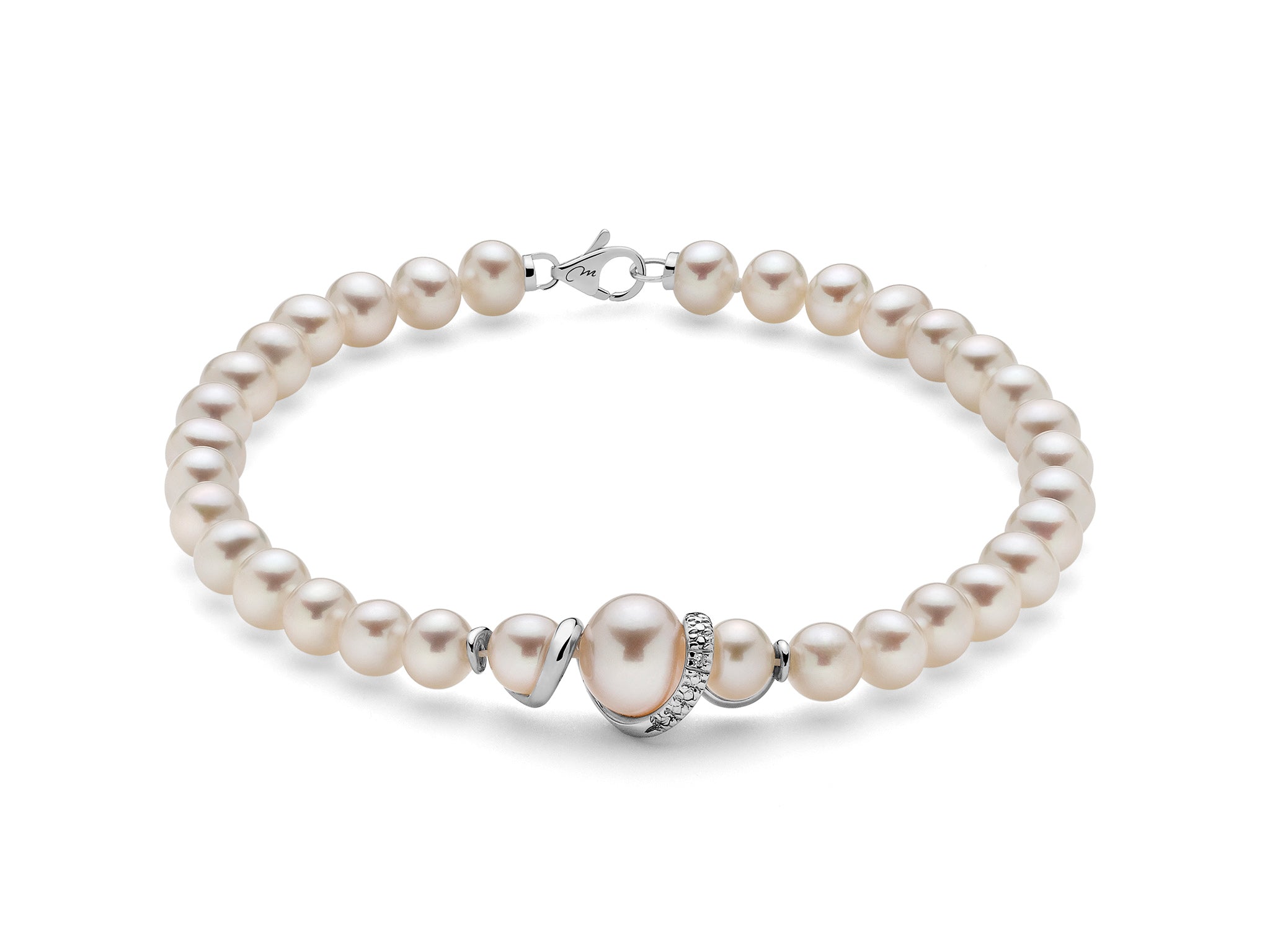 BRACCIALE MILUNA di perle Oriente e centrale in oro e diamante con movimento a spirale - PBR3042V